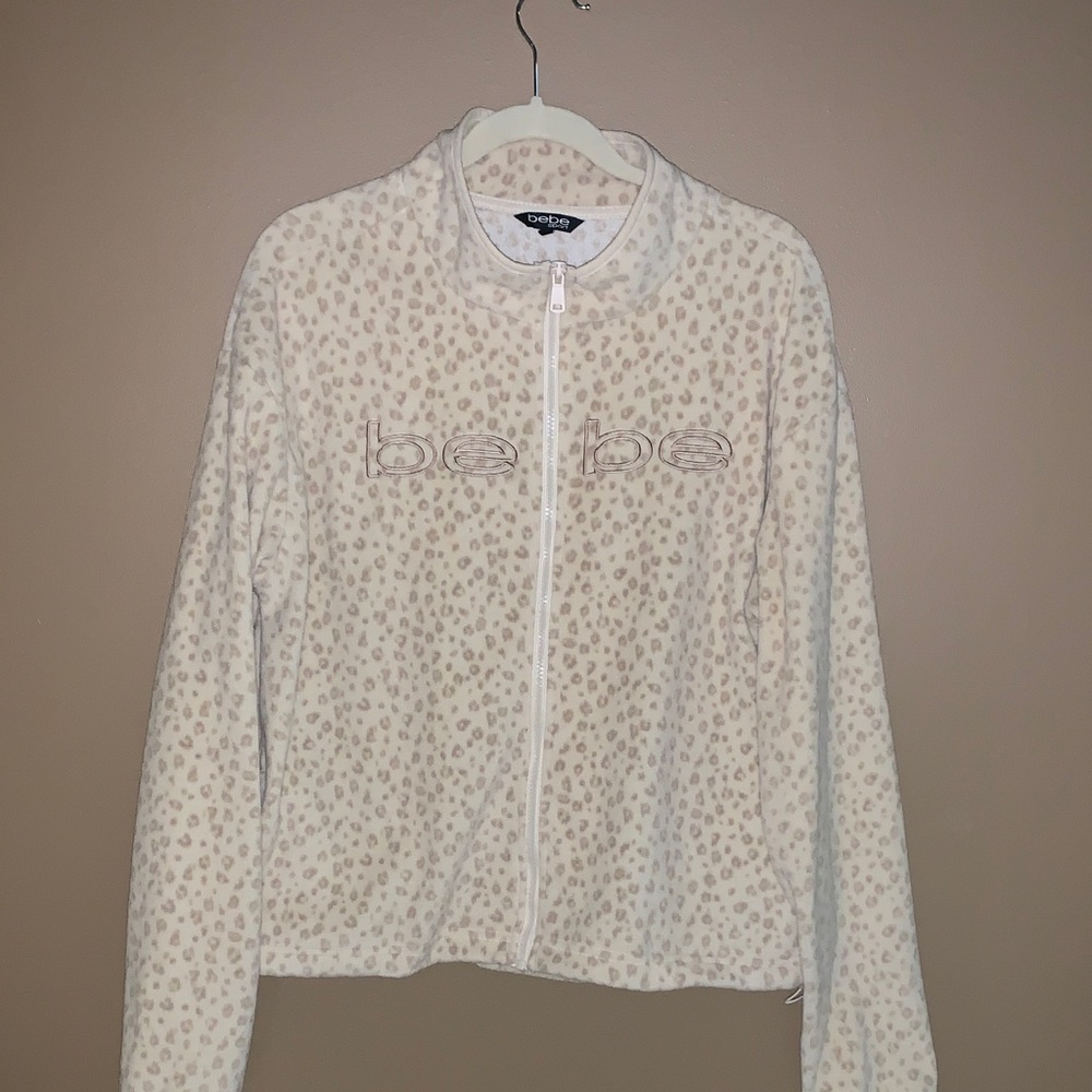 bebe White and Beige Patterned Sweatshirt